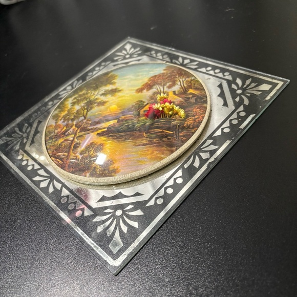 Vintage Art Deco Bubble Convex Glass Dome Wall Decor 70s 8 x 8 - Picture 2 of 6